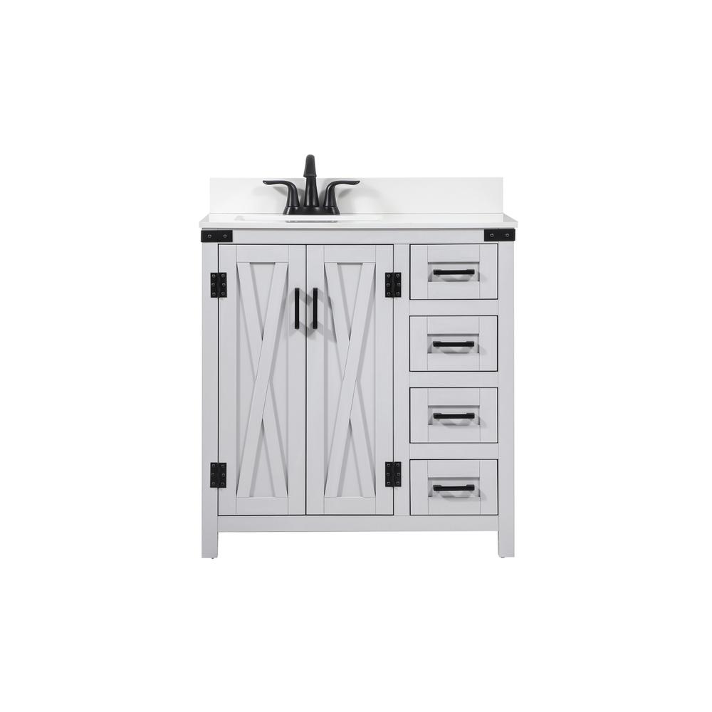 32 inch Single bathroom vanity in grey with backsplash. Picture 1