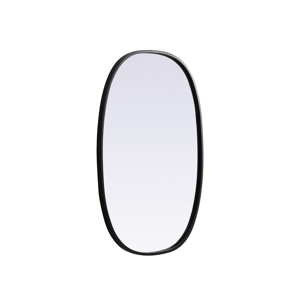 Metal Frame Oval Mirror 20x30 Inch in Black. Picture 7