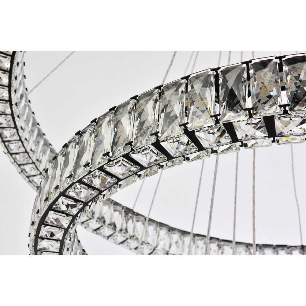 Monroe 41 inch LED four ring chandelier in black. Picture 5