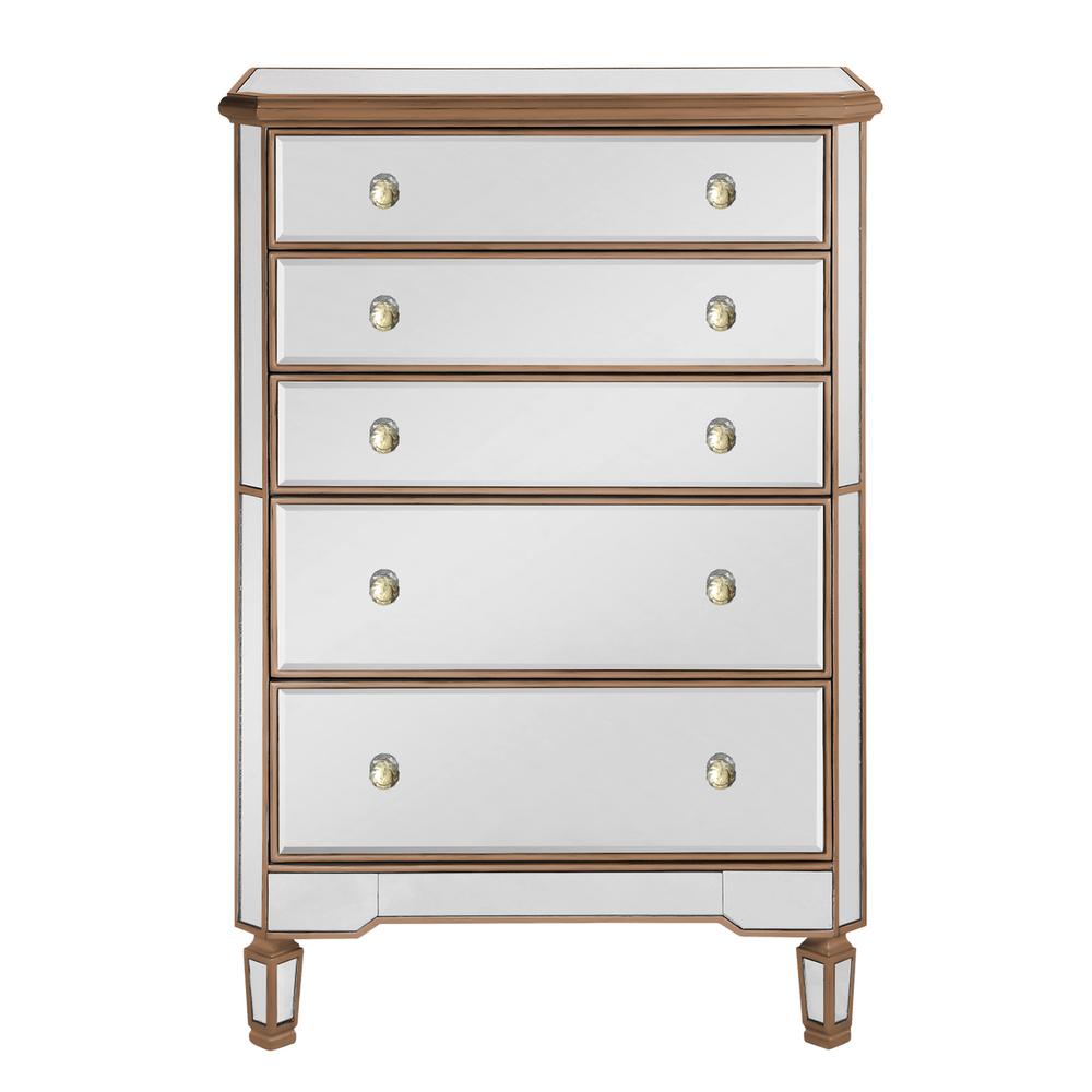 5 Drawer Cabinet 33 in. x 16 in. x 49 in. in Gold paint. Picture 1