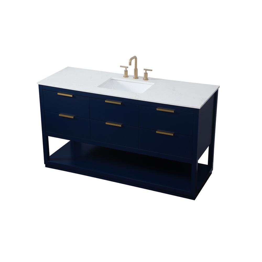 60 inch Single bathroom vanity in blue. Picture 8