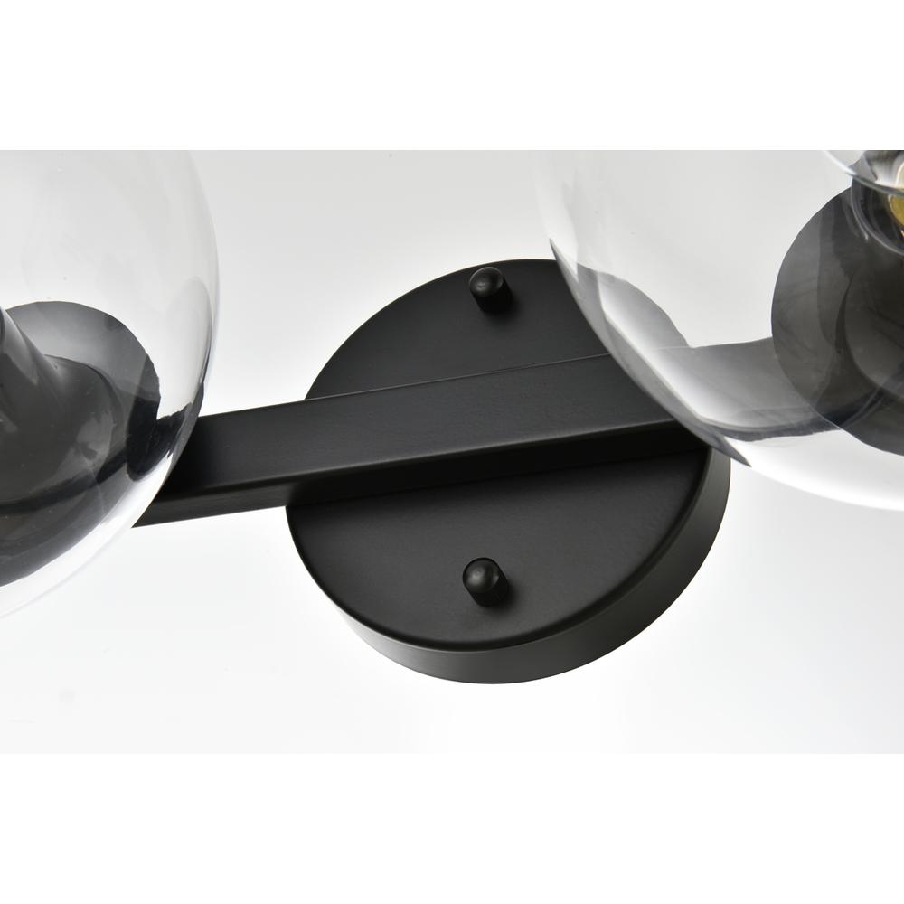 Rogelio 2 light Black and Clear Bath Sconce. Picture 4