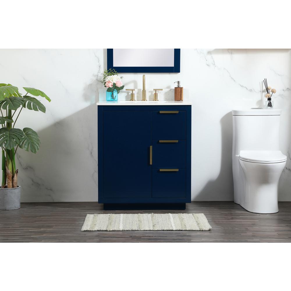 30 inch Single bathroom vanity in blue with backsplash. Picture 14