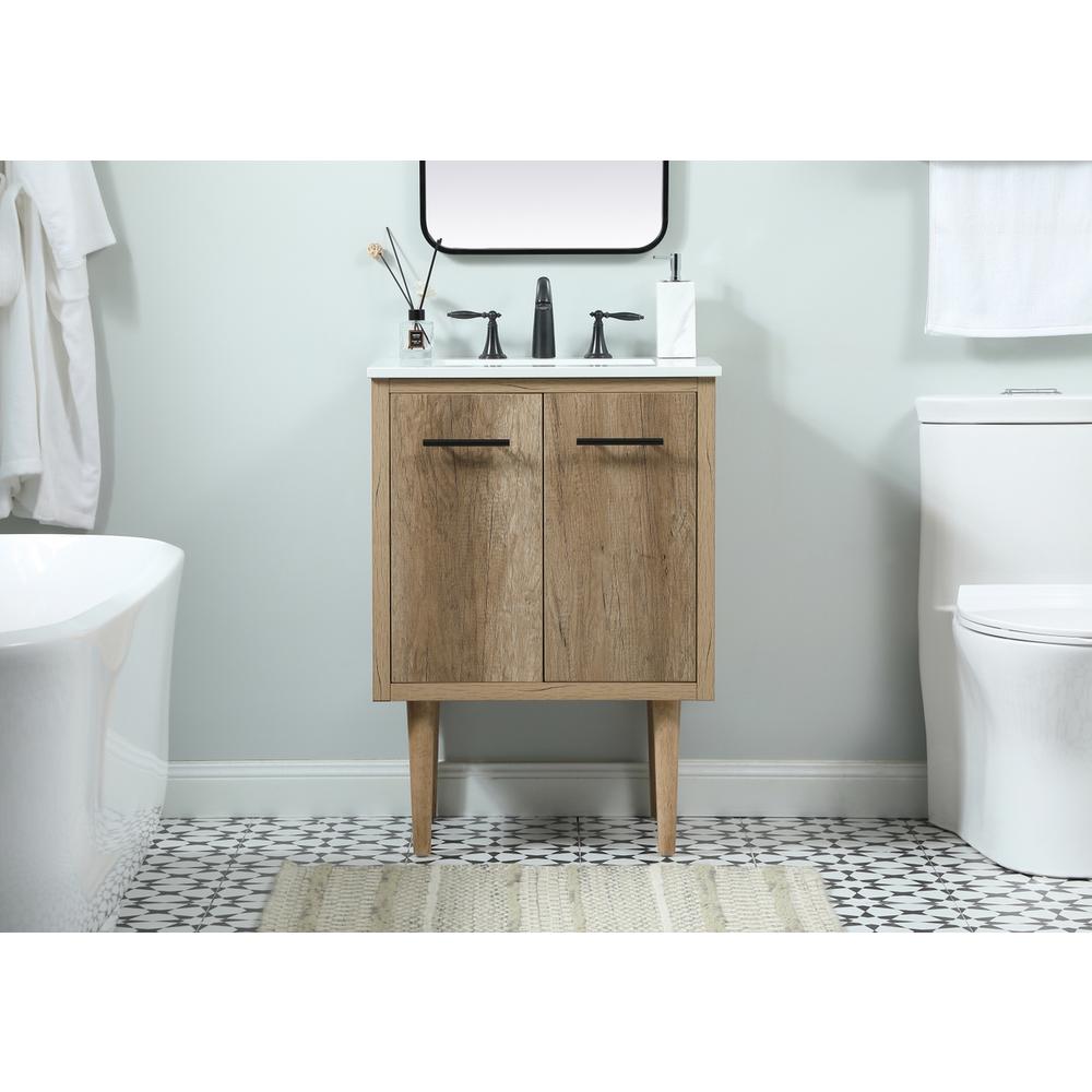 24 inch Single bathroom vanity in natural oak. Picture 14