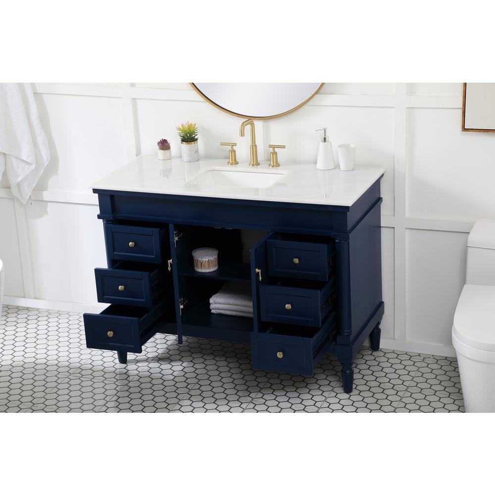 48 inch Single bathroom vanity in blue. Picture 3