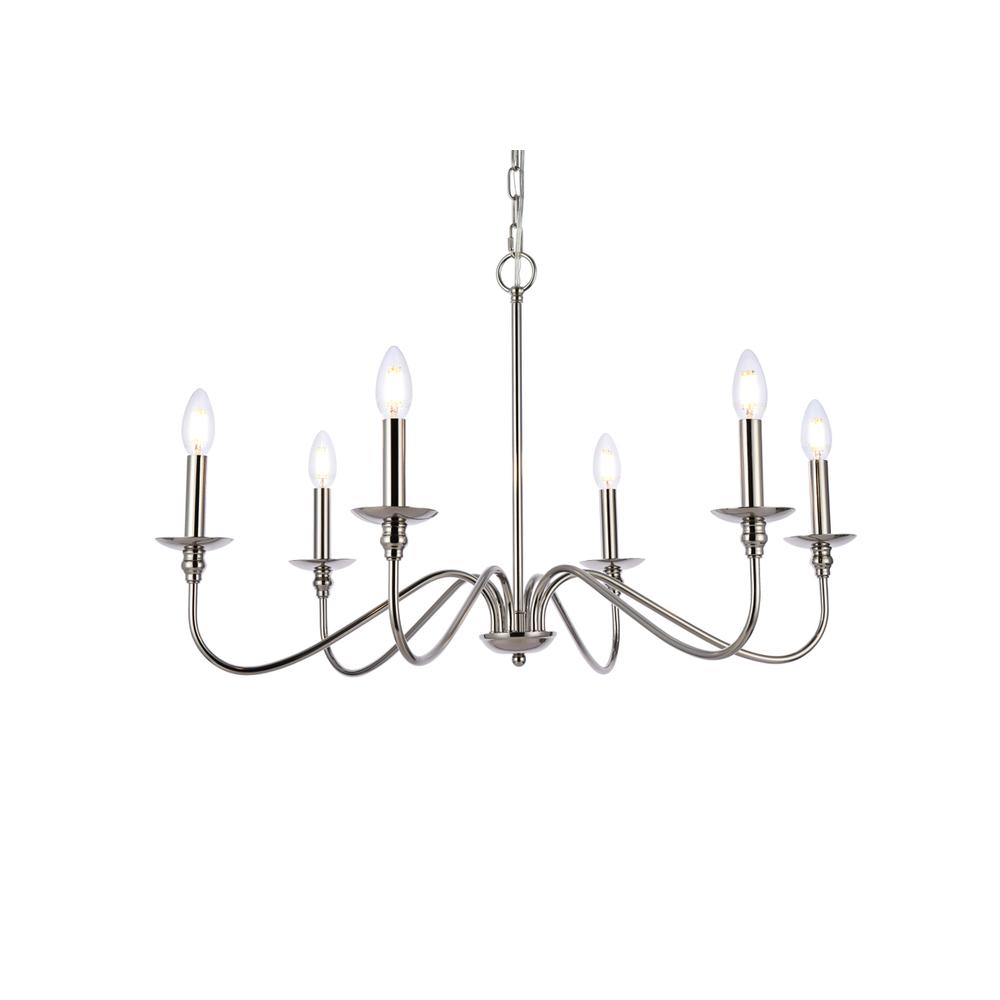 Rohan 30 inch chandelier in polished nickel. Picture 2