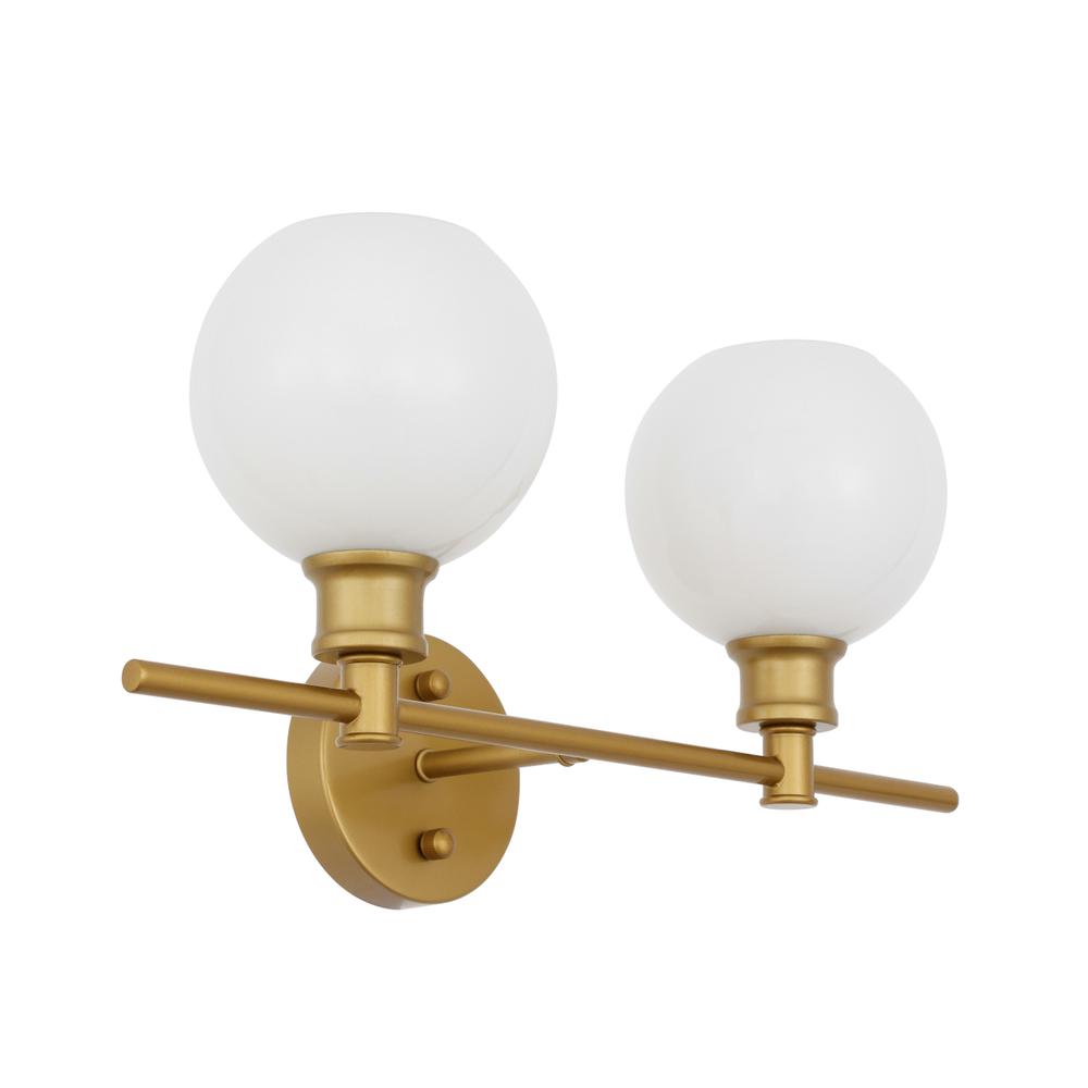 Collier 2 light Brass and Frosted white glass Wall sconce. Picture 8