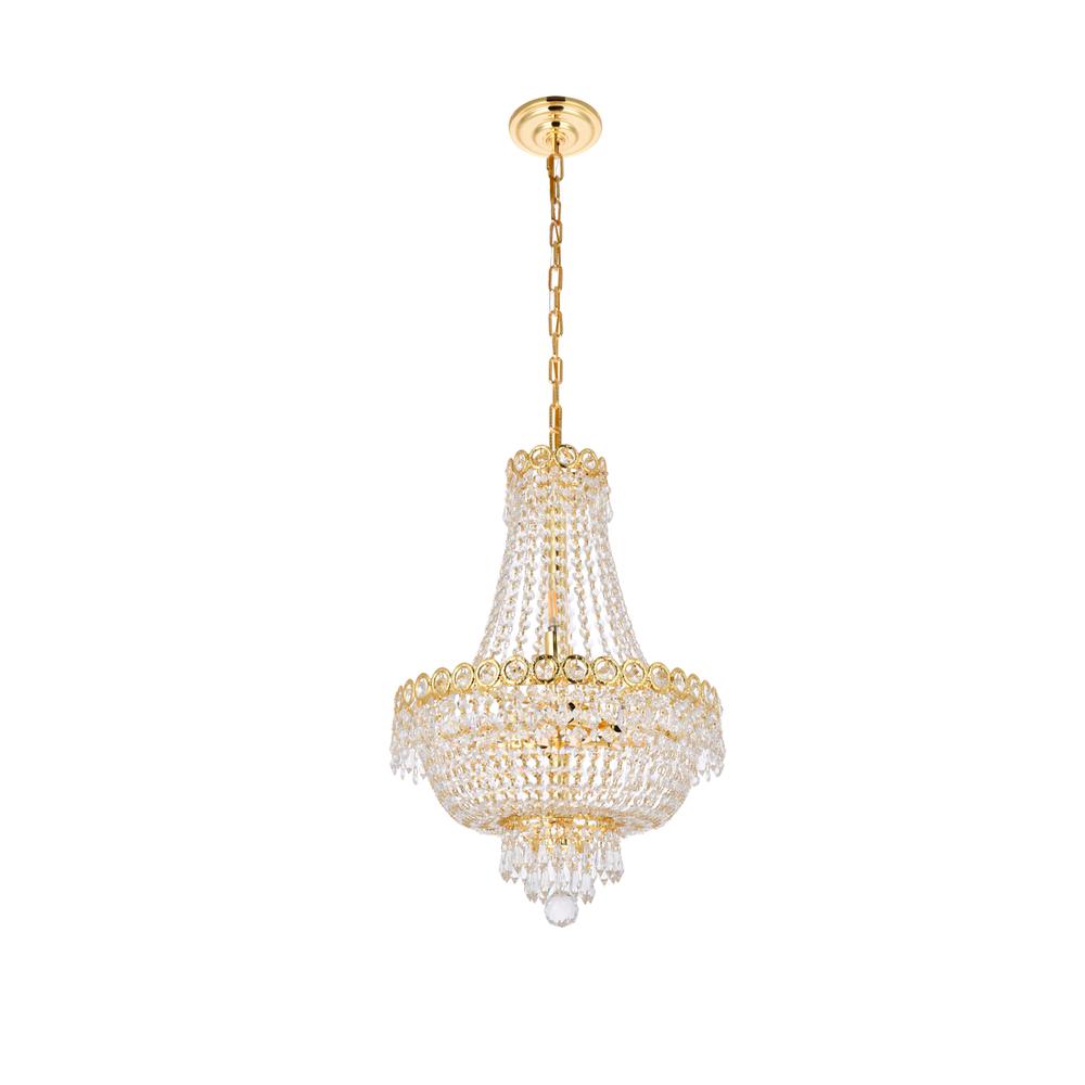 Century 8 light Gold Pendant Clear Royal Cut Crystal. Picture 6