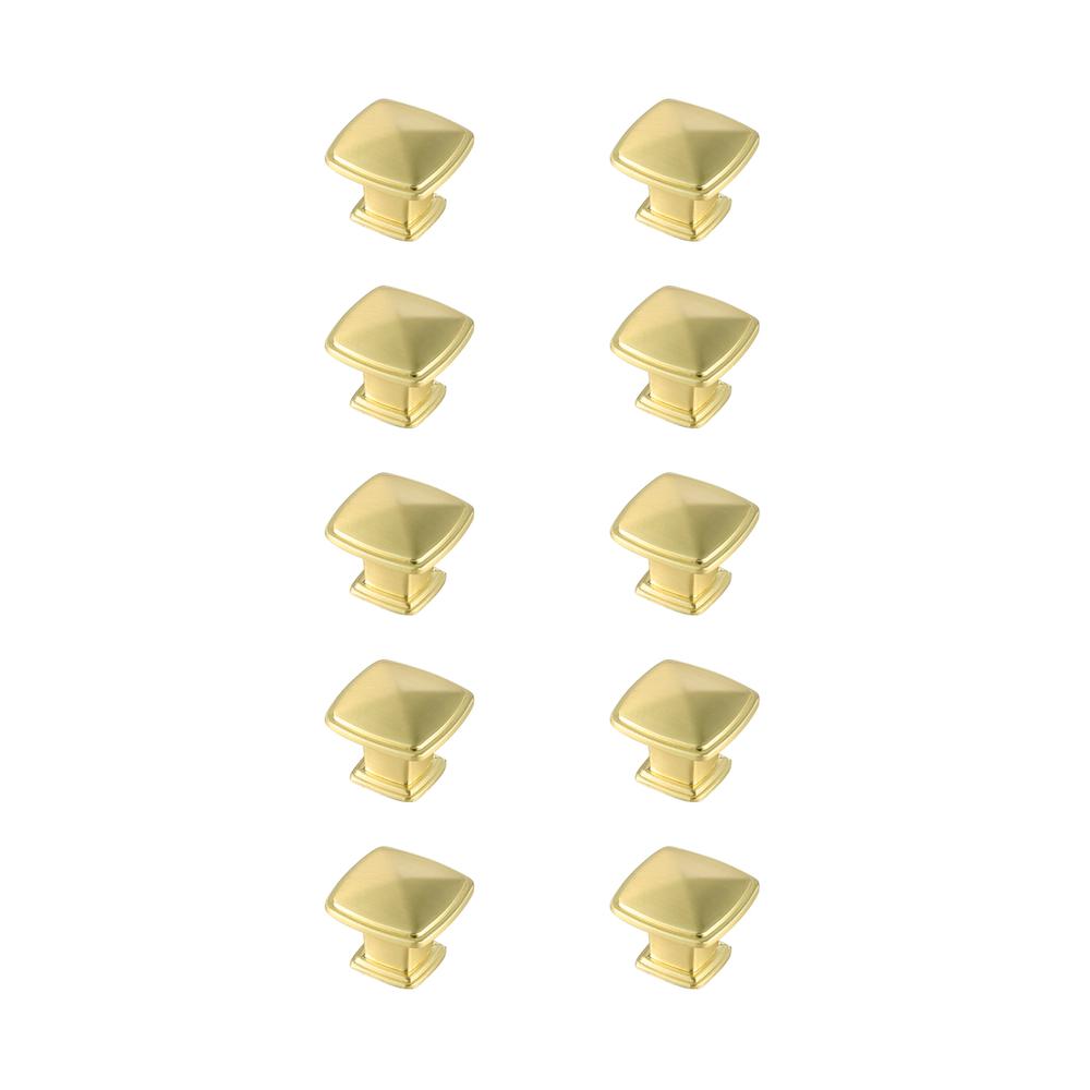 Marcel 1.2" Brushed Gold Square Knob Multipack (Set of 10). Picture 1
