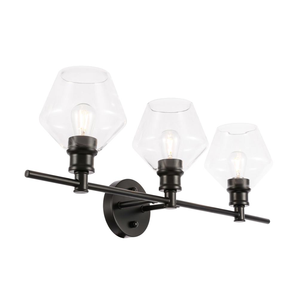 Gene 3 light Black and Clear glass Wall sconce. Picture 7