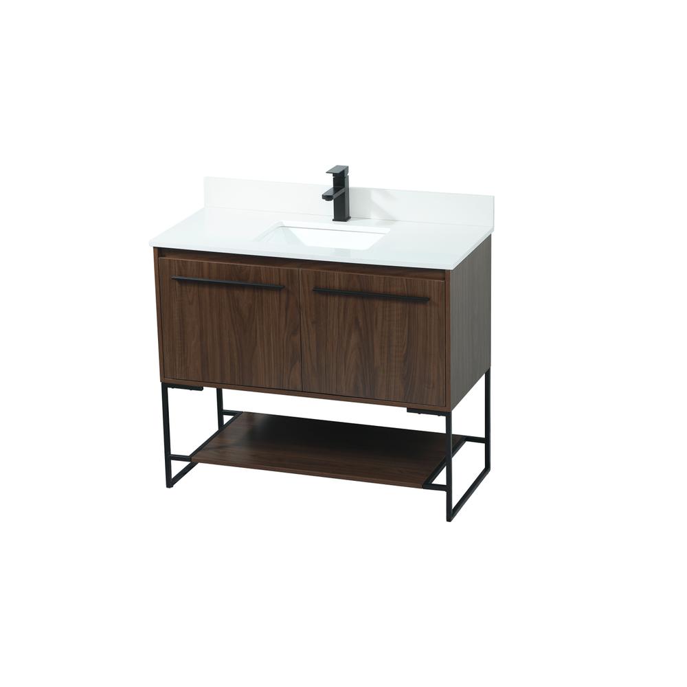 40 inch Single bathroom vanity in walnut with backsplash. Picture 8