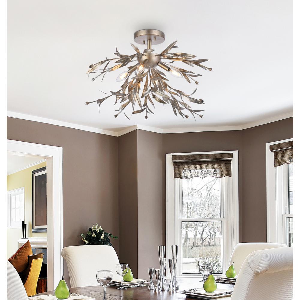 Priscilla 23 inch flush mount in silver leaf. Picture 8