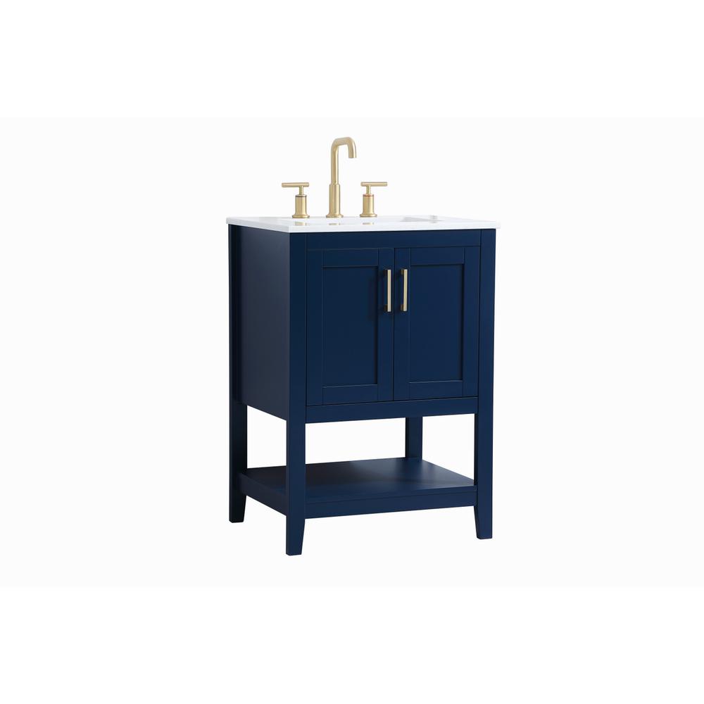 24 inch Single Bathroom Vanity in Blue. Picture 6