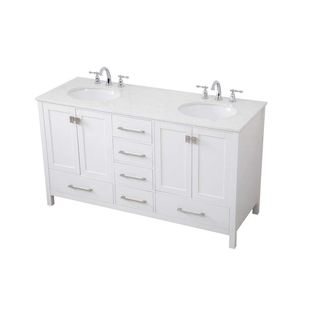 60 inch Double Bathroom Vanity in White. Picture 7
