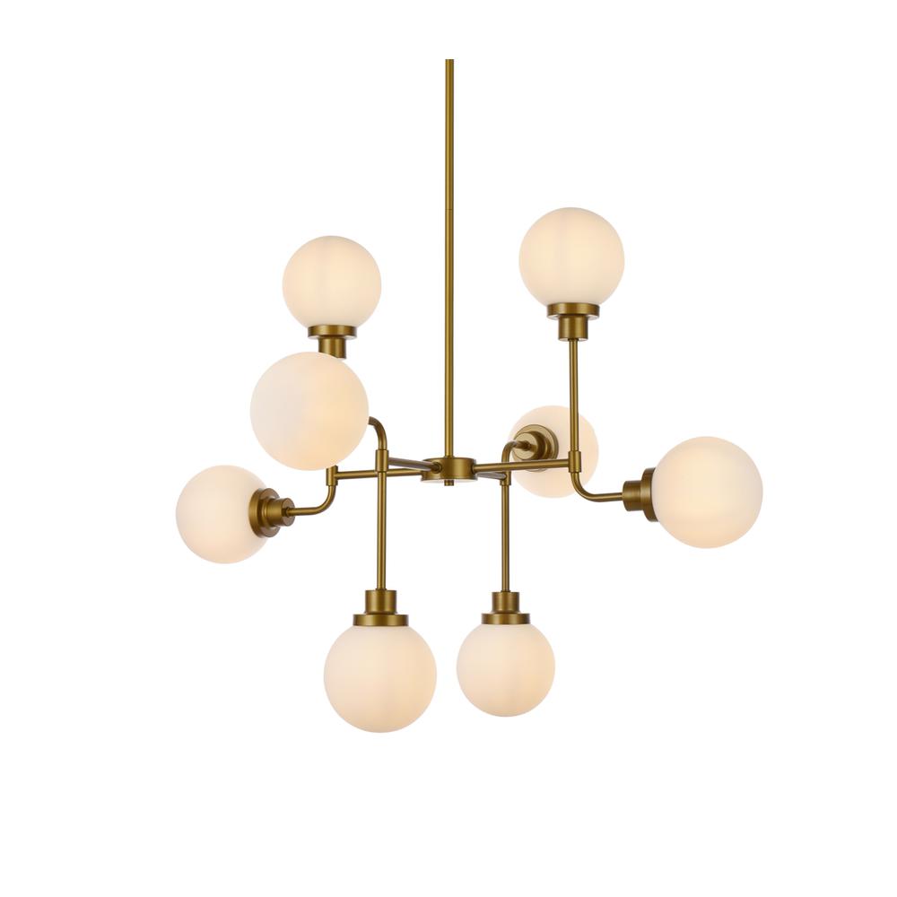 Hanson 8 lights pendant in brass with frosted shade. Picture 2