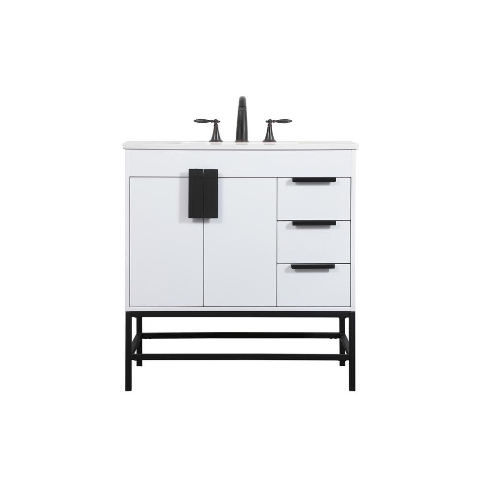 32 inch Single bathroom vanity in white. Picture 1