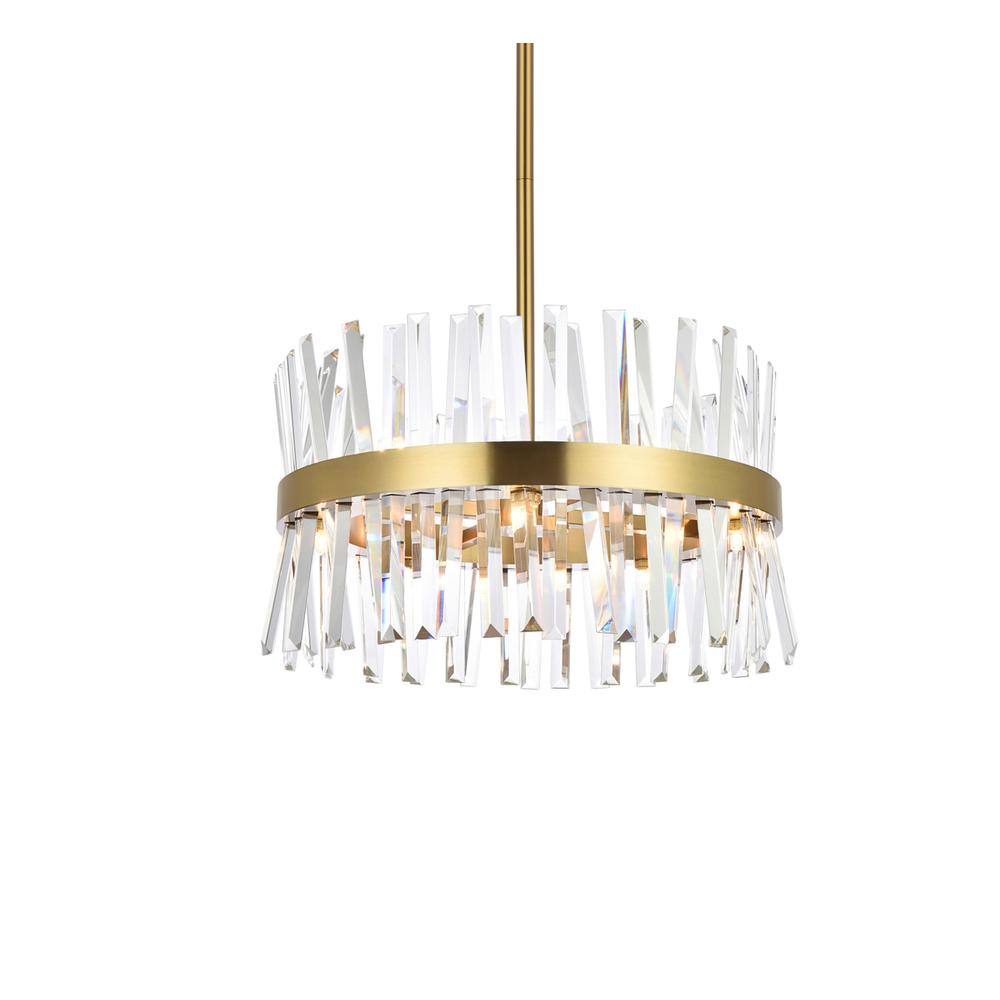 Serephina 20 inch crystal round pendant light in satin gold. Picture 2
