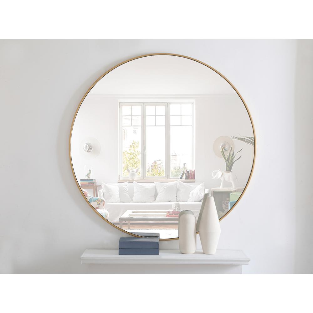 Metal frame Round Mirror 48 inch Brass finish. Picture 2