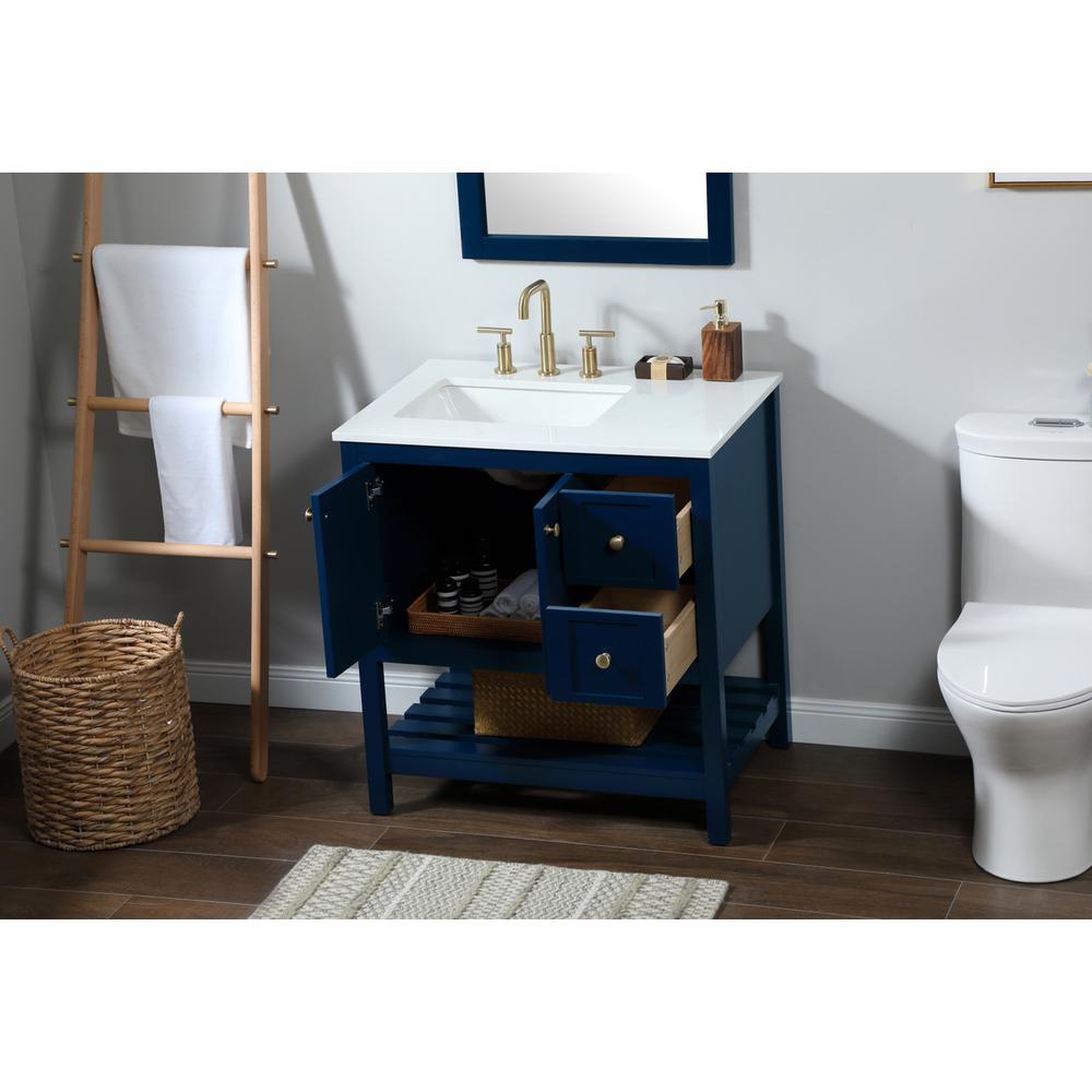 32 inch Single bathroom vanity in blue. Picture 3