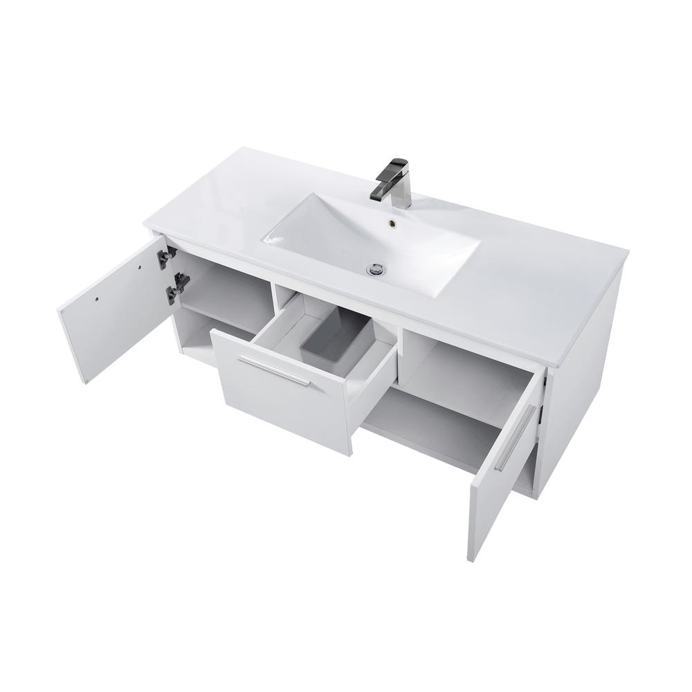 48 inch  Single Bathroom Floating Vanity in White. Picture 8