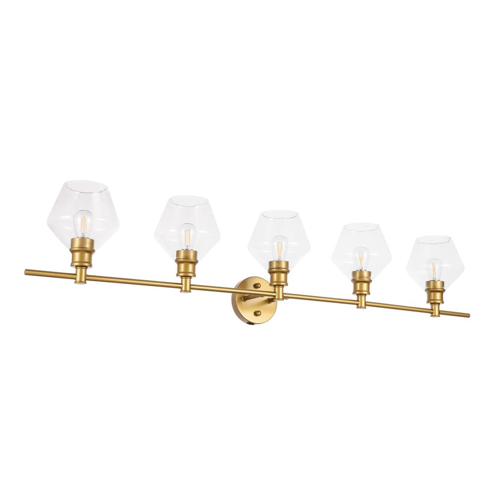Gene 5 light Brass and Clear glass Wall sconce. Picture 7