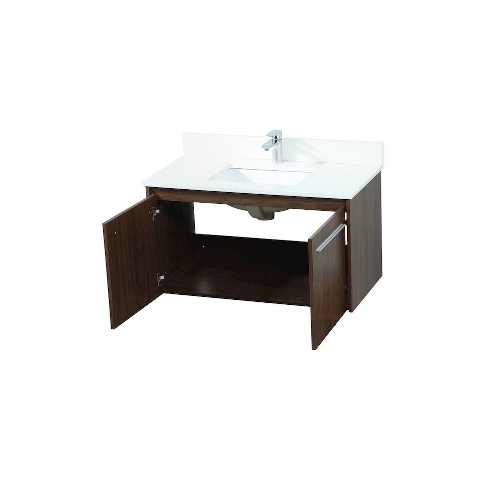 36 Inch Single Bathroom Vanity In Walnut With Backsplash. Picture 10