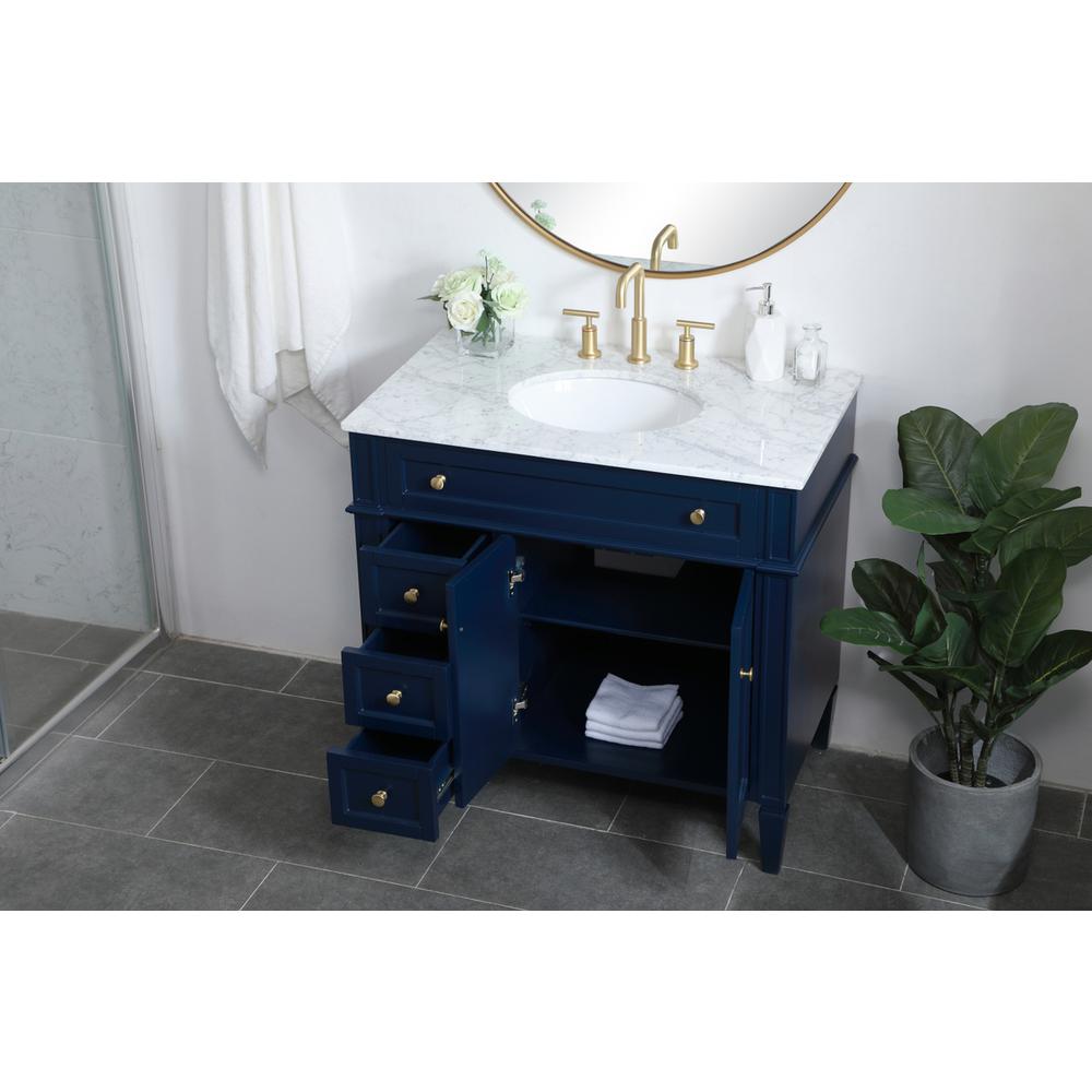 36 inch Single bathroom vanity in blue. Picture 3