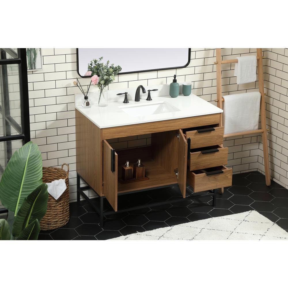 42 inch Single bathroom vanity in walnut brown with backsplash. Picture 3