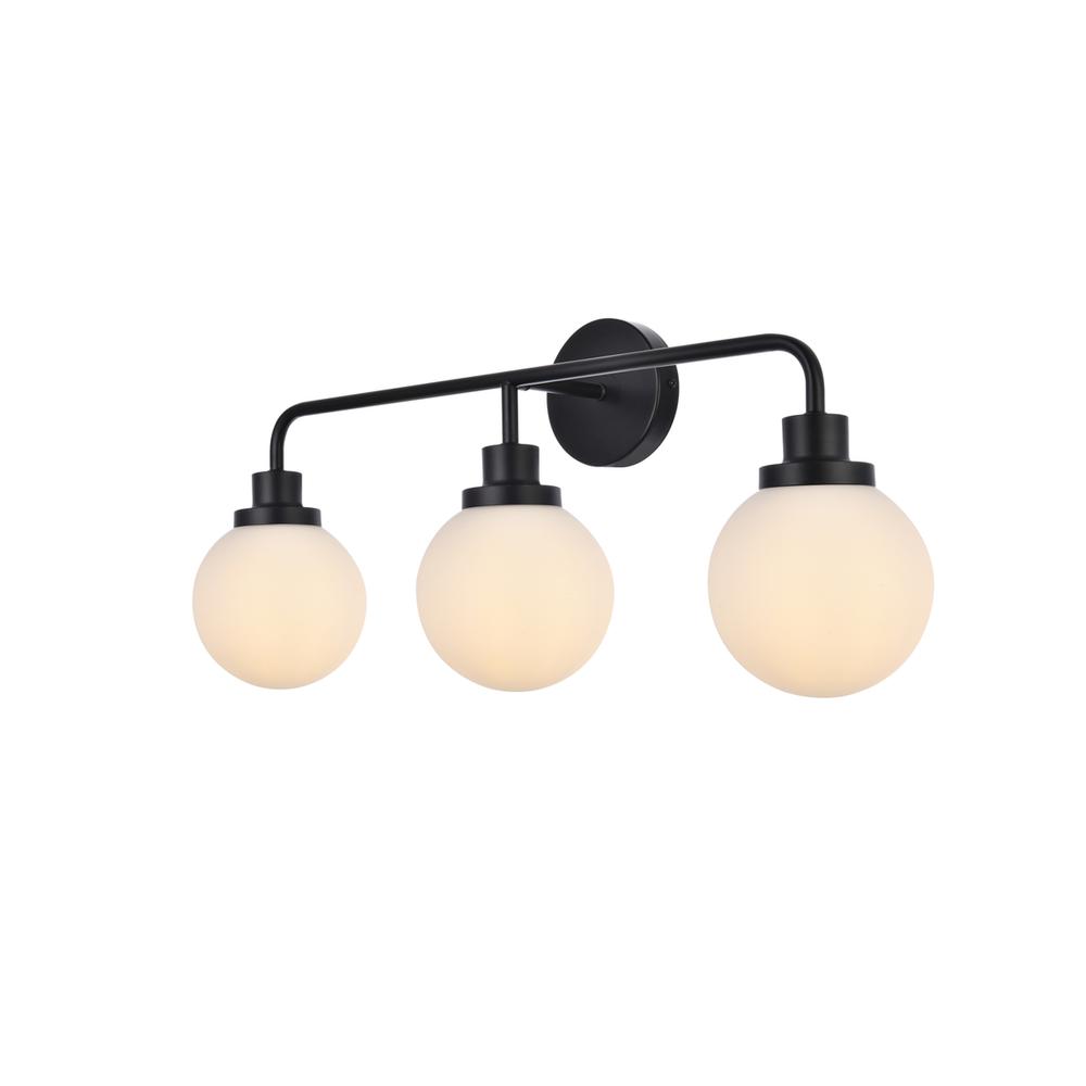 Hanson 3 lights bath sconce in black with frosted shade. Picture 2