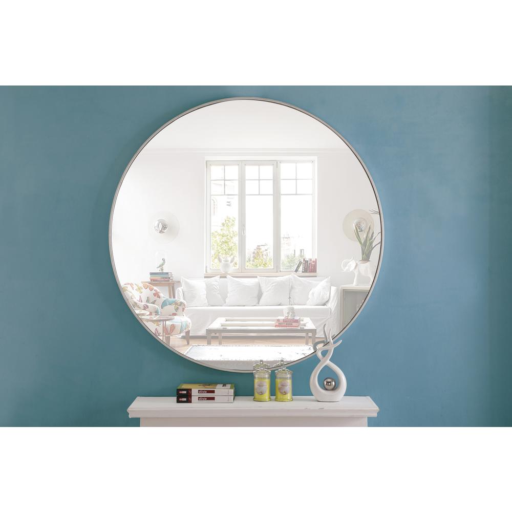 Metal frame Round Mirror 48 inch Silver finish. Picture 2