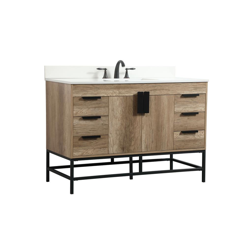 48 inch Single bathroom vanity in natural oak with backsplash. Picture 7