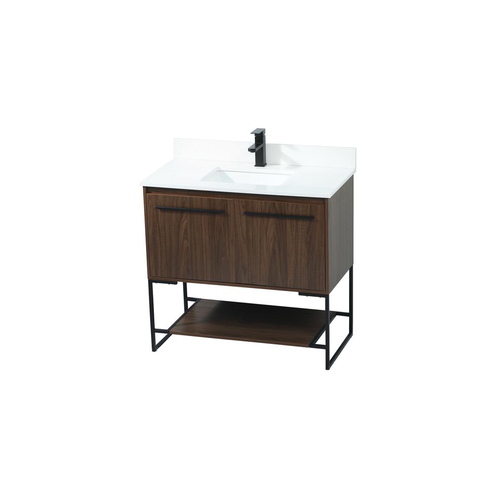 36 inch Single bathroom vanity in walnut with backsplash. Picture 8
