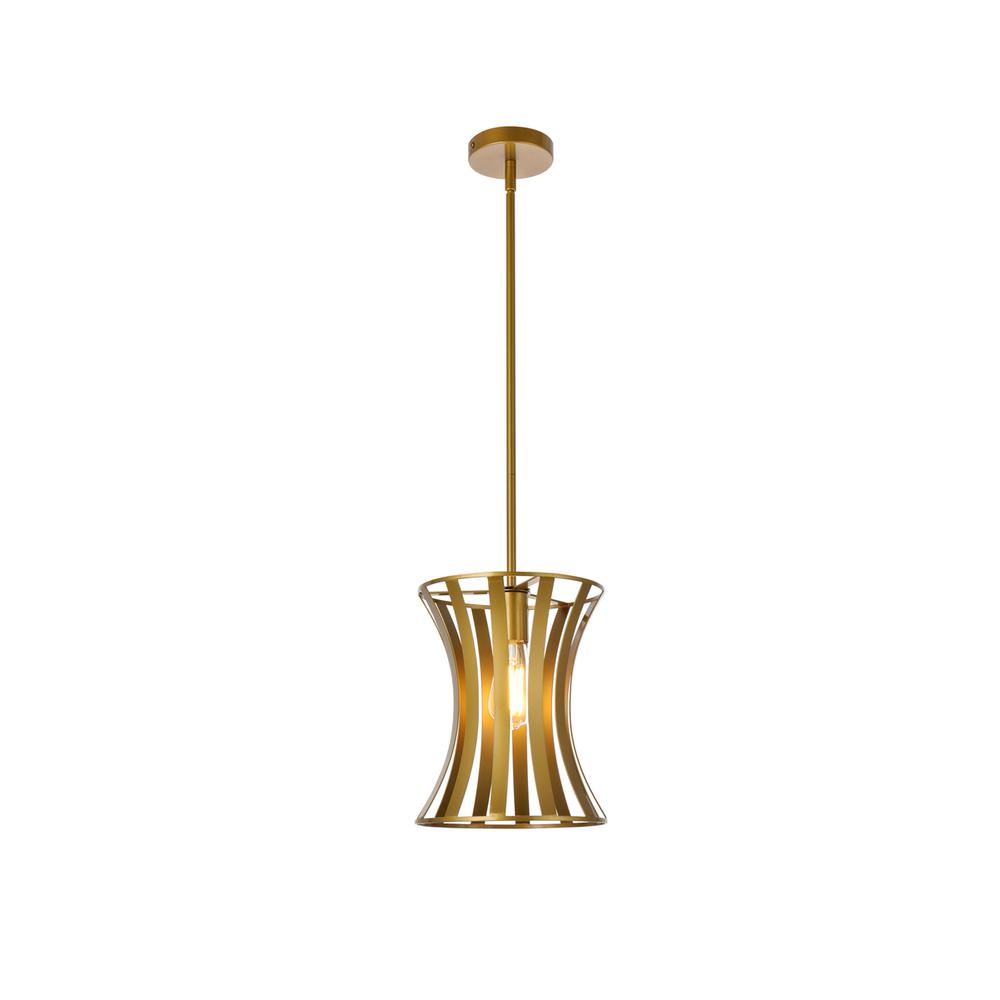 Lily 1 light pendant in brass. Picture 1