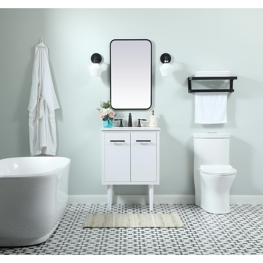 24 inch Single bathroom vanity in white with backsplash. Picture 4