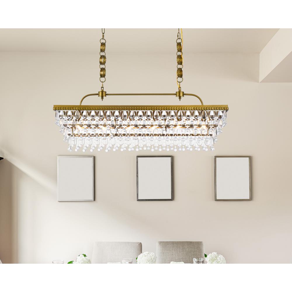 Nordic 40 inch rectangle pendant in brass. Picture 8