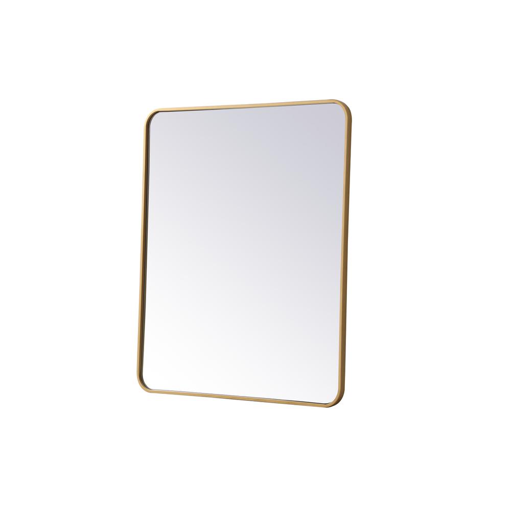 Soft corner metal rectangular mirror 30x36 inch in Brass. Picture 7