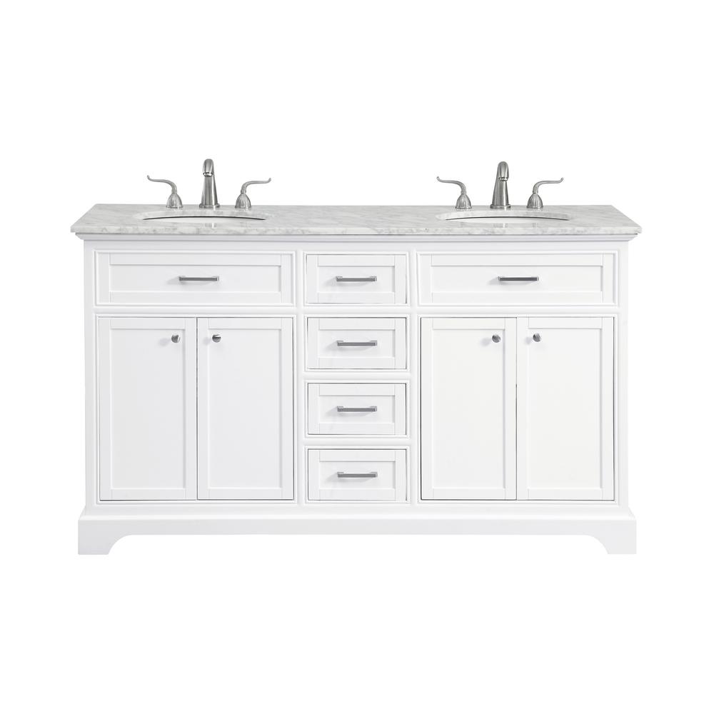 60 In. Double Bathroom Vanity Set In White. Picture 1