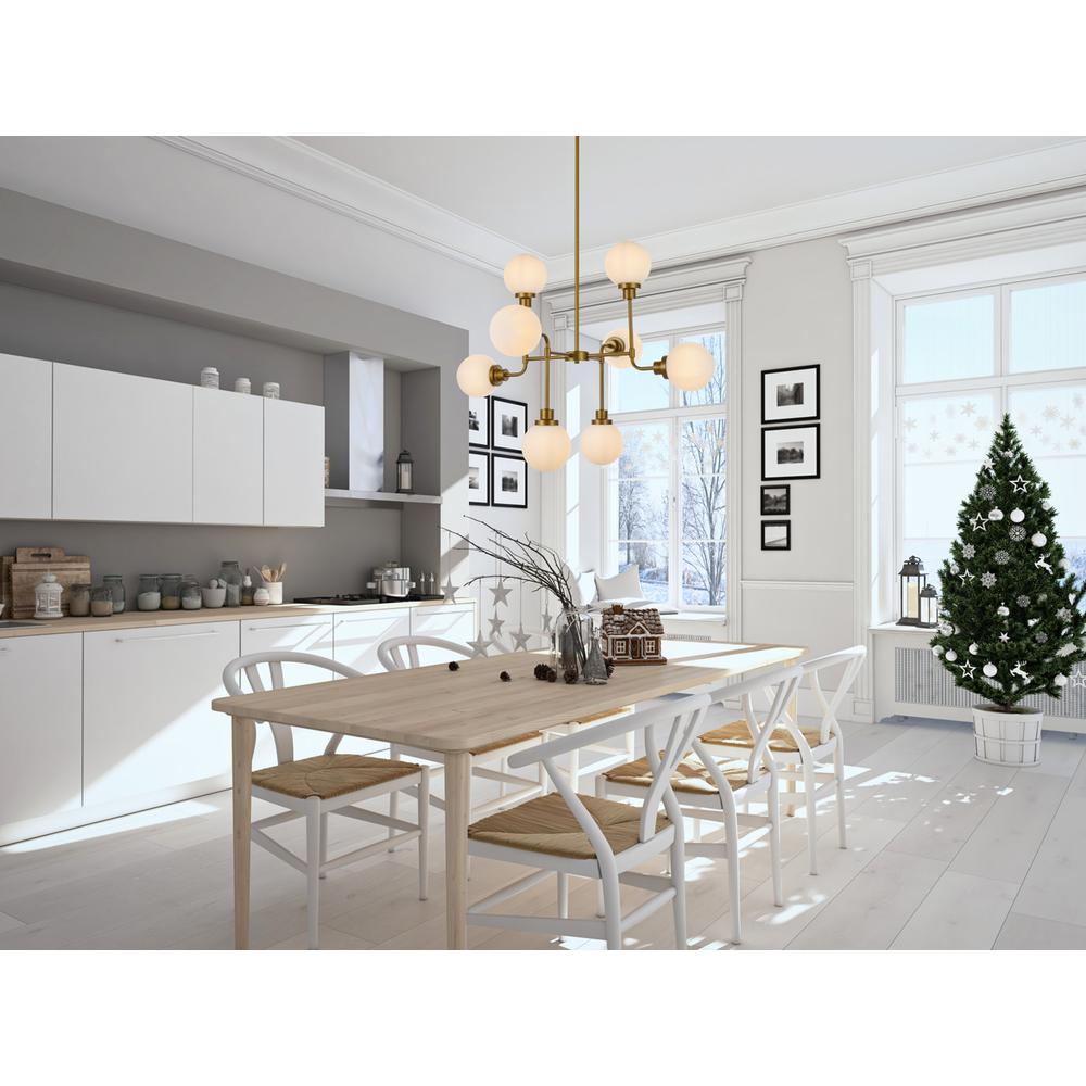 Hanson 8 lights pendant in brass with frosted shade. Picture 8