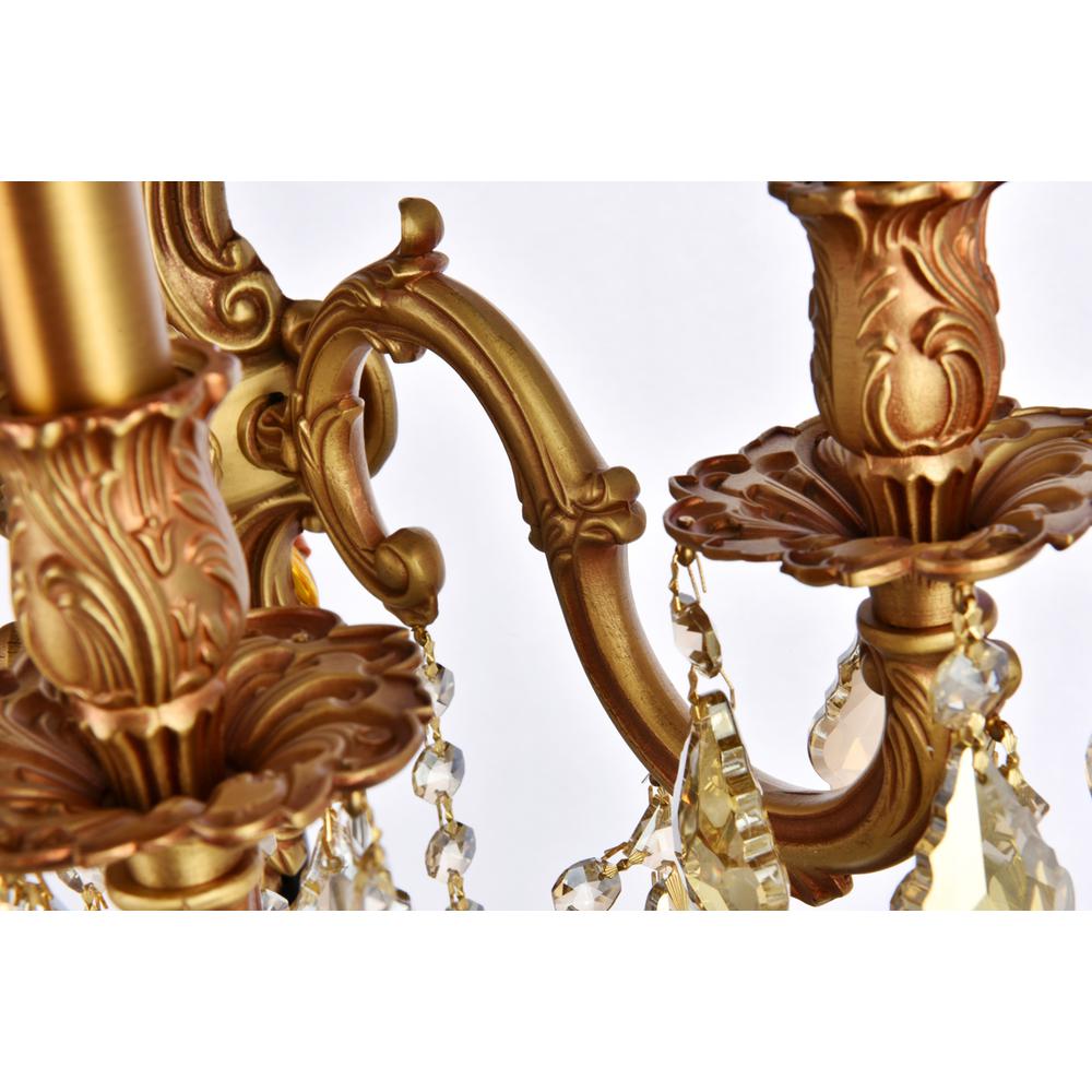 Monarch 5 light French Gold Wall Sconce Golden Teak (Smoky) Royal Cut Crystal. Picture 5
