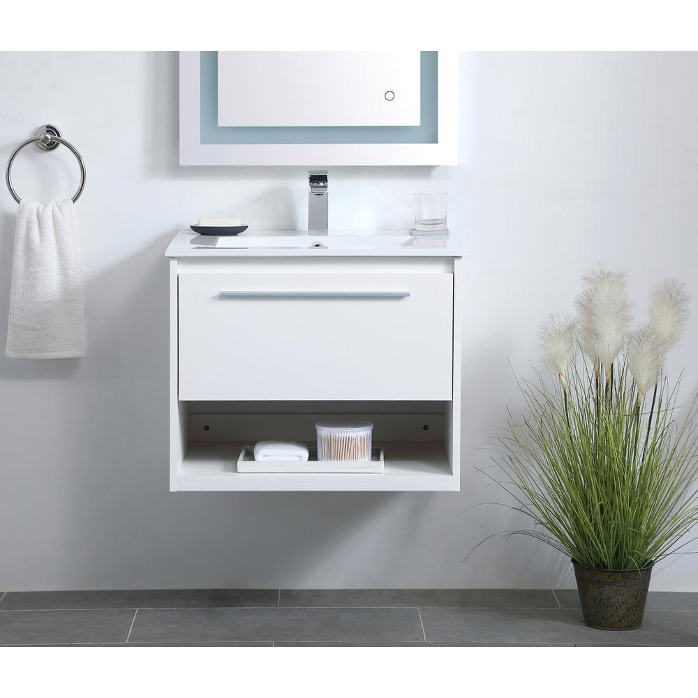 24 inch  Single Bathroom Floating Vanity in White. Picture 13