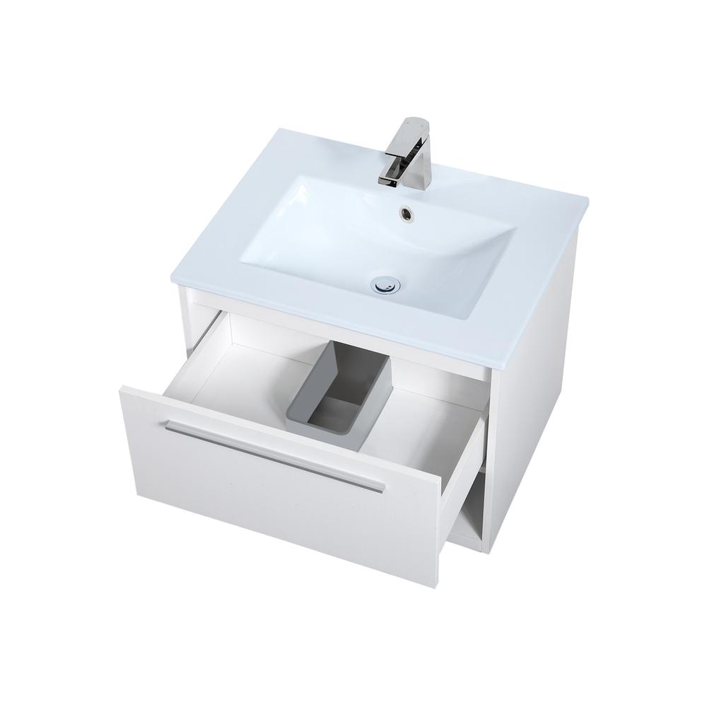 24 inch  Single Bathroom Floating Vanity in White. Picture 8