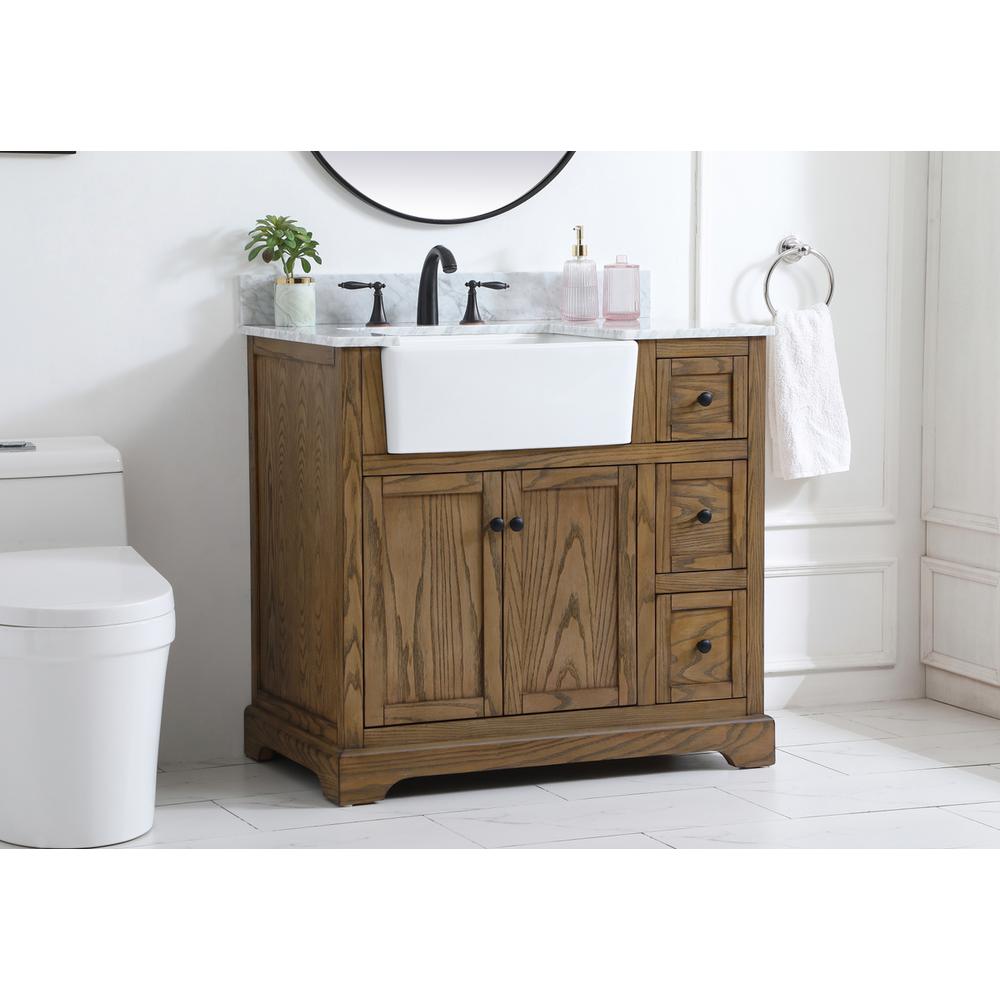 36 inch Single bathroom vanity in driftwood with backsplash. Picture 2