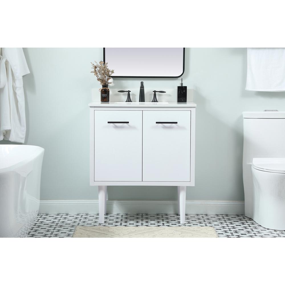 30 inch Single bathroom vanity in white with backsplash. Picture 14