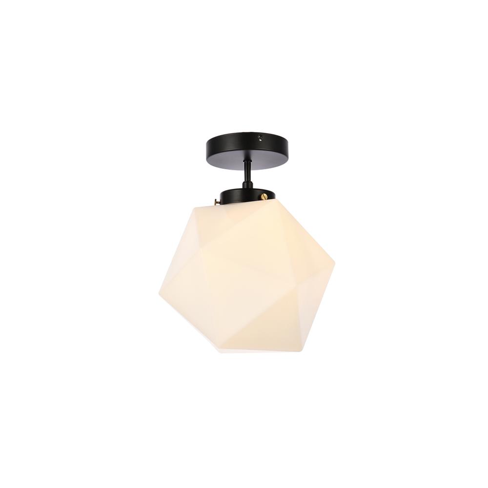 Lawrence 1 light black and white glass flush mount. Picture 1