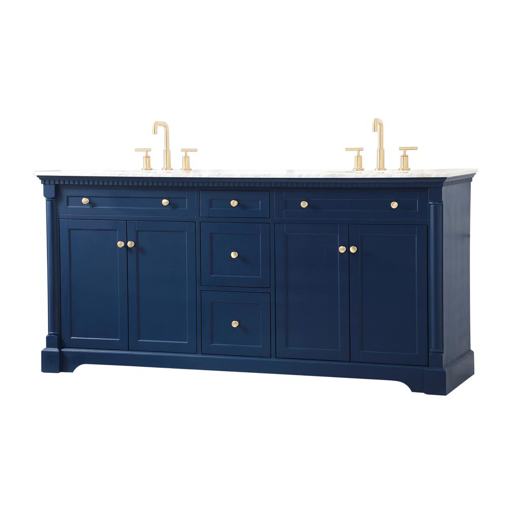 72 inch double bathroom vanity in Blue. Picture 7