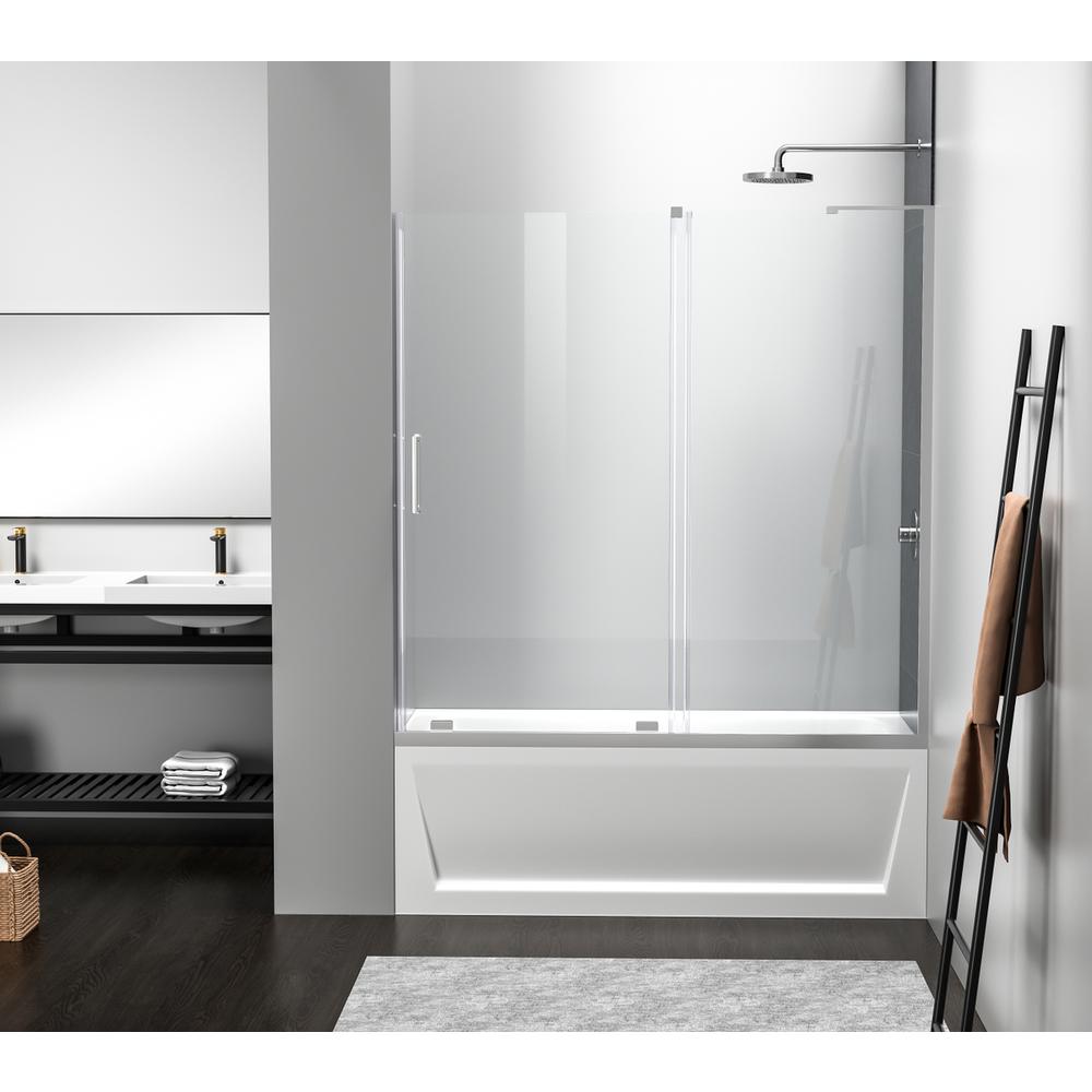 Frameless tub door 60 x 60 Polished Chrome. Picture 1