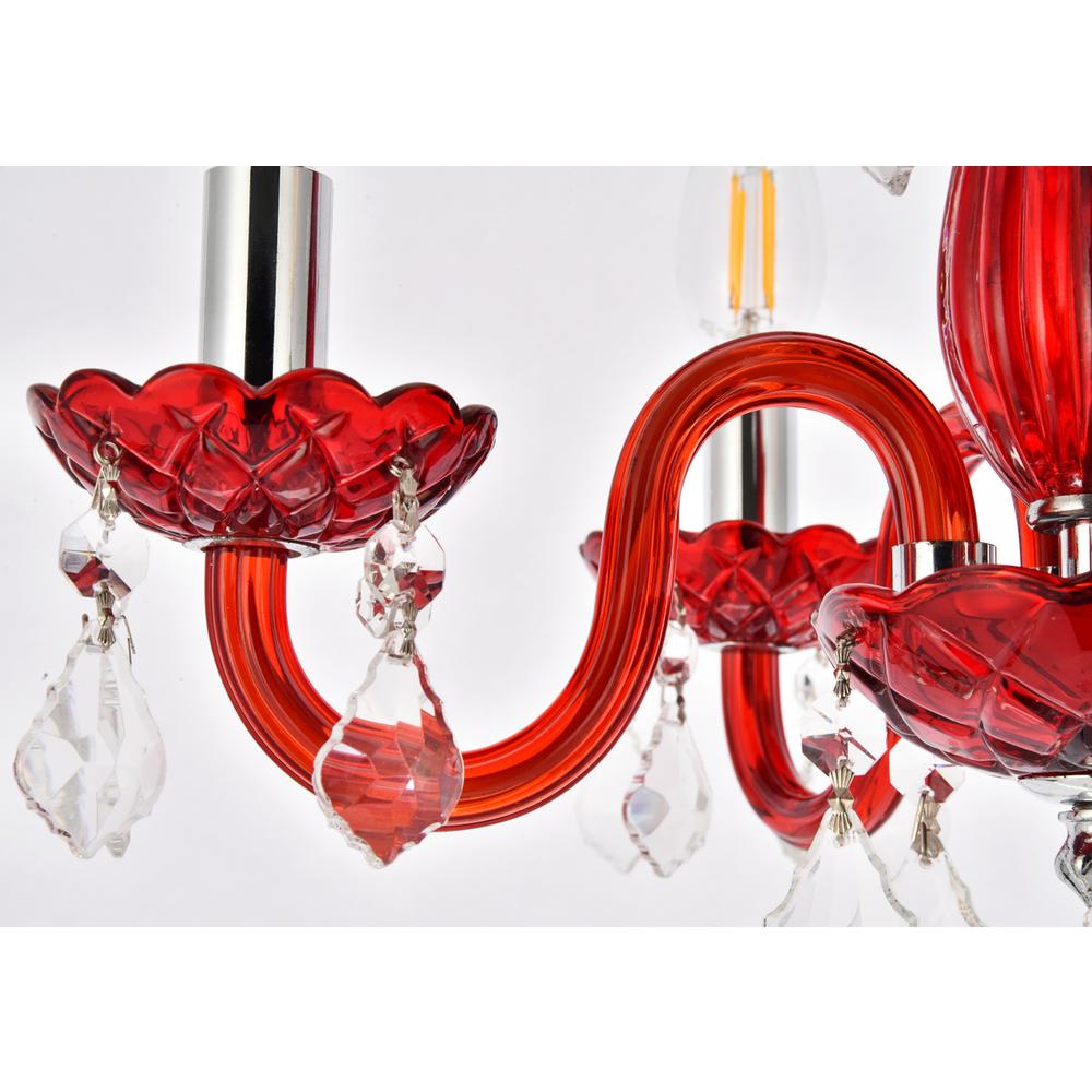 Rococo 4 light Red Pendant Bordeaux (Red) Royal Cut Crystal. Picture 3