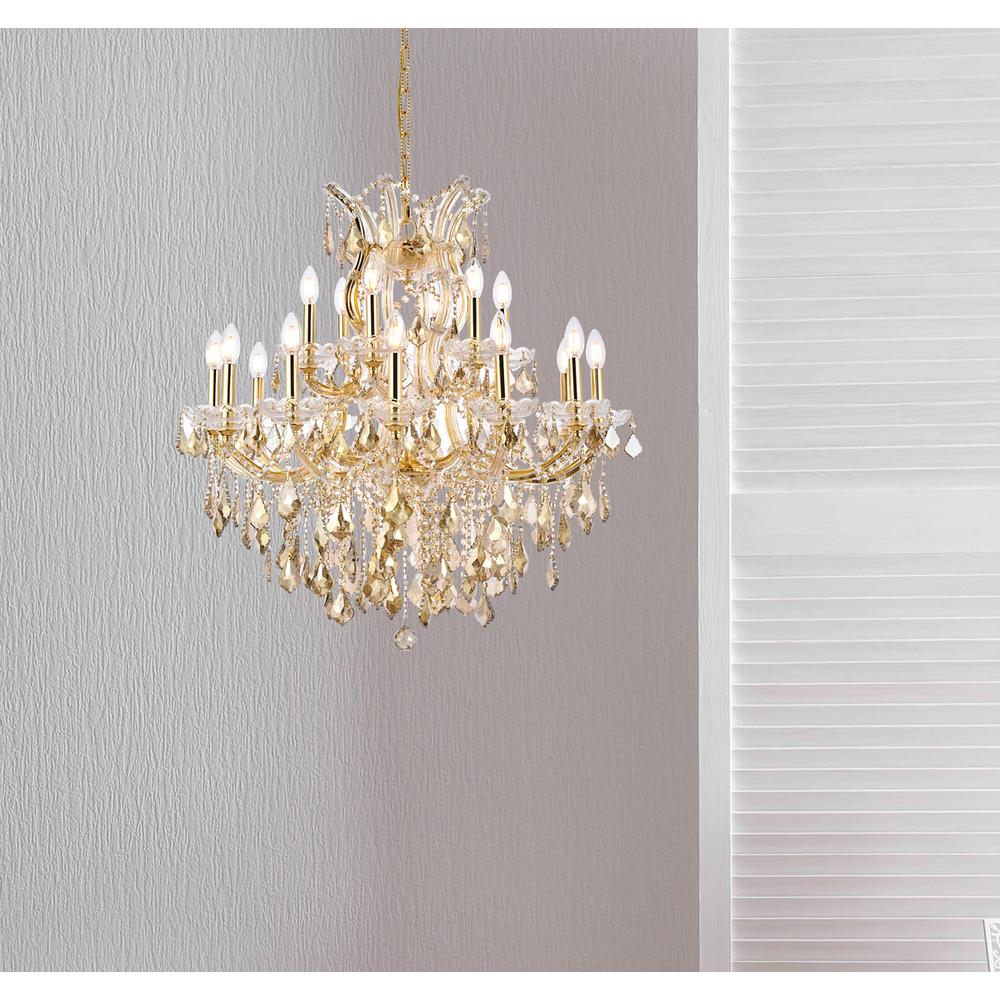Maria Theresa 19 light Gold Chandelier Golden Teak (Smoky) Royal Cut Crystal. Picture 7