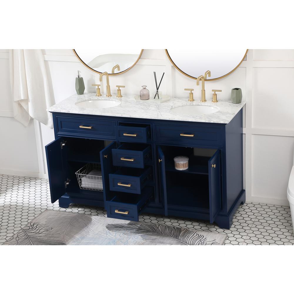 60 inch Single bathroom vanity in Blue. Picture 3