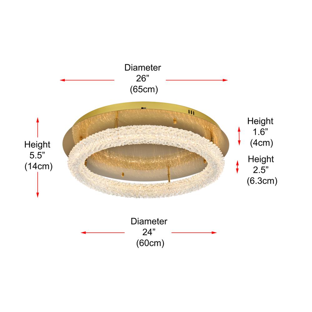 Bowen 26 inch Adjustable LED Flush Mount in Satin Gold. Picture 9